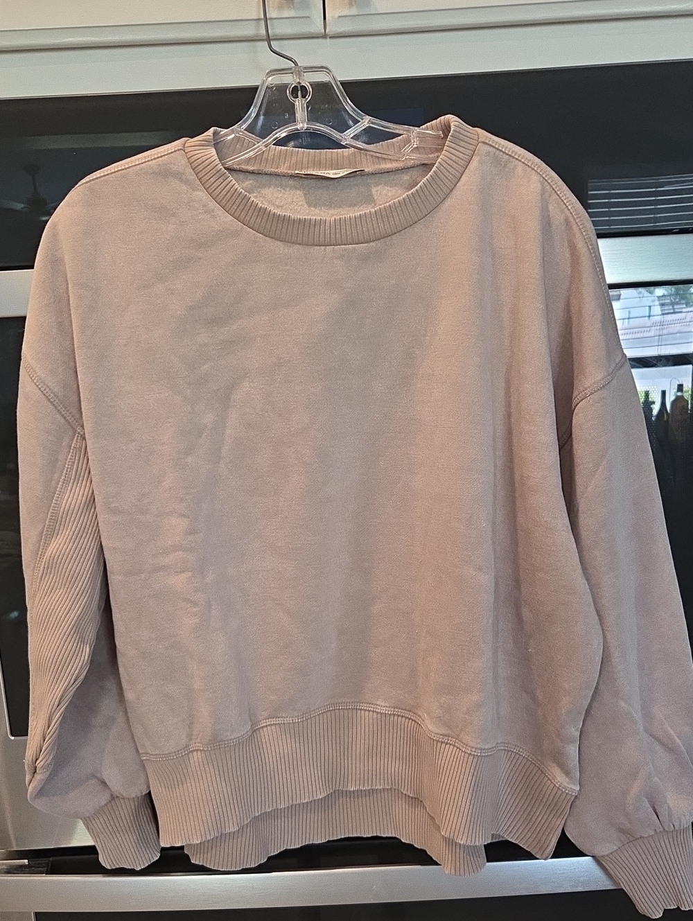 Women’s Zenana Acid Wash Crewneck Sweatshirt - Light Taupe